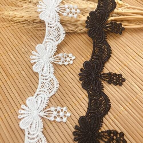 3Yards White Black Embroidery Tassel Butterfly Lace French Lace Ribbon Fabric Guipure Diy Trims Warp Knitting Sewing Accessories