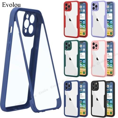 360 Ful Body Phone Case for iphone 12 Pro 11 Xs Max XR 7 8 Plus SE 2020 11Pro Candy Shockproof Cover With Soft Front Protector