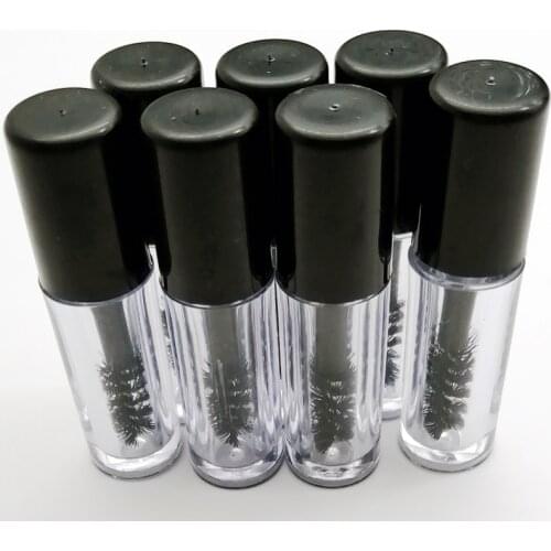 Wholesale 5/10/50/200pcs 3ml Black Cap Transparent Bottle Empty Mascara Lip Gloss Tubes Refillable Small Sample Lipgloss Tubes