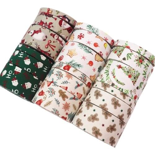 5 Yard Christmas double-sided thickening Wrapping Mobile Phone Straps gingerbread Man Holiday Decoration Ribbon Various sizes