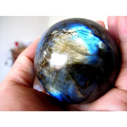 63mm 427g Narural labradorite quartz Crystal Sphere Ball Healing