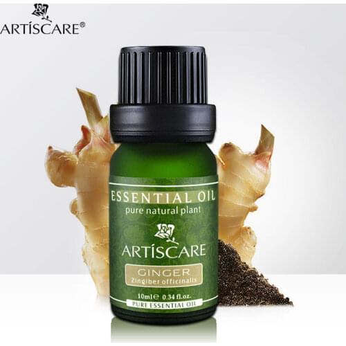 ARTISCARE 100% Natural Ginger Pure Essential Oil 10ml Balance Water and Oil Uterus Warming Skin Care for Relaxing Tendons Serum