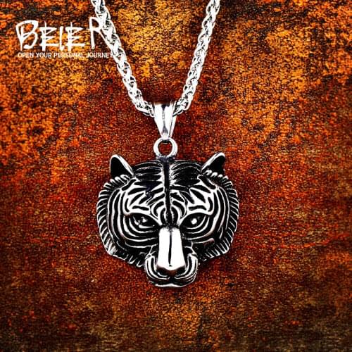 Beier 316L stainless Viking Norse Odin lion head for Men Amulet scandinavian Necklace pendant animal Jewelry LP425