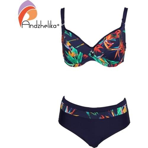 Andzhelika Sexy Print Plus Size Bikinis Women Swimsuit underwire G cups Bikini Set Swimwear Bathing Suits Monokin