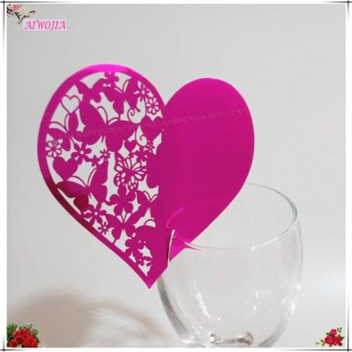 Wine Glass Cup Paper Card 50 Pcs Wedding Engagement Party Decorations Wine Glass Paper Cards Name Place Cup 8ZSH053