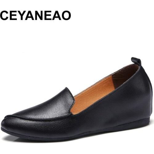 CEYANEAONew Auturmn Tenis Feminino Slip On White Shoes Woman PU Leather Solid Color FemaleShoes Casual Women Shoes SneakersE2162