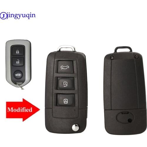 Jingyuqin 3 Buttons Remote Modified Folding Key Fob Case Blade Shell Cover For TOYOTA RAV4 Toyota Camry Avalon Corolla Matrix