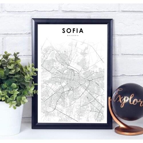 Black White Bulgaria Sofia City Map Canvas Print Travel Poster Modern Nordic Painting Picture Office Home Room Wall Art Decor