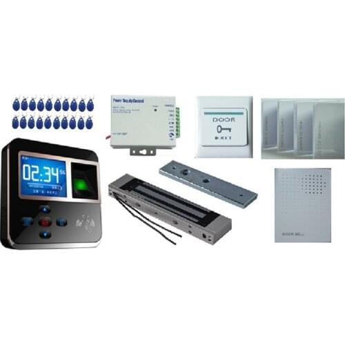 HFSECURITY Door Access Control System Kit 180KG Electric Magnetic Lock + Biometric Fingerprint Reader RFID Password Keypad