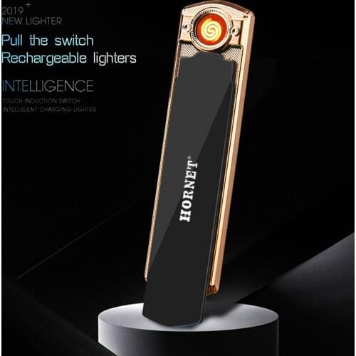 HORNET Rechargeable USB Lighter Push-Pull Induction Flameless Windproof Lighter Metal Double-Sided Cigarette Lighters