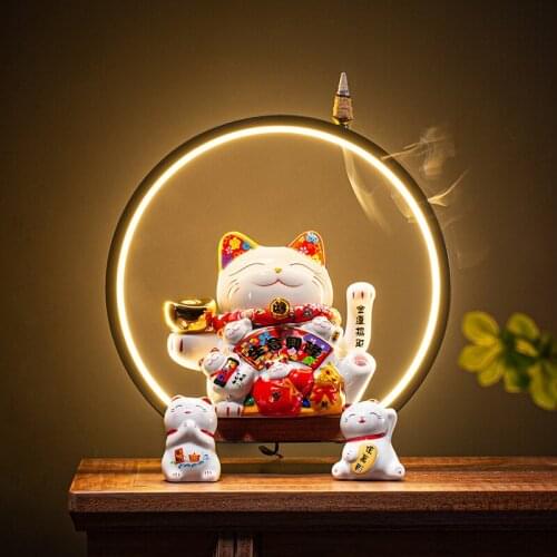 Cat Ceramic Incense Burner Smoke Back Flow Modern Lucky Cute Incense Burner Cartoons High Quality Incensario Home Decor EI50IB
