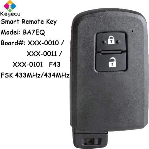 KEYECU Smart Remote Key Fob 2 Buttons FSK 433MHz / 434MHz for Toyota Auris Yaris Hybrid RAV4 Board ID: 0010 / 0010 / 61A651-0101