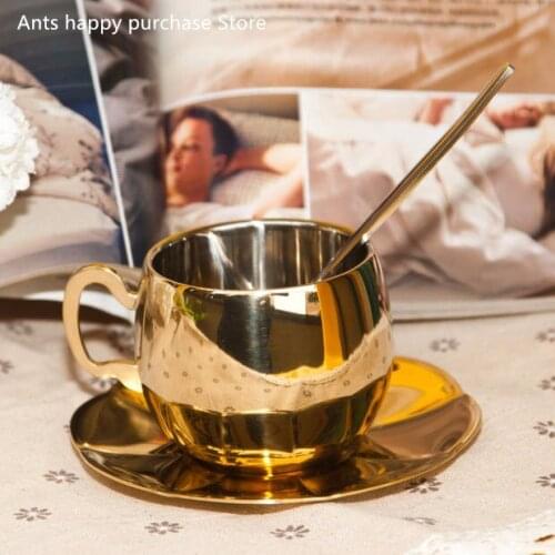 Continental 304 stainless steel coffee cup Espresso coffee set Milk tea cup three-piece gold silver