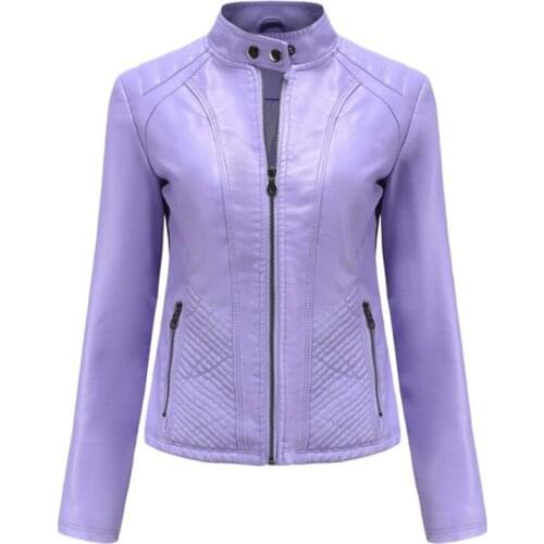 Leather Jacket Stand Collar women Jackets PU Jackets Slim Style women Leather Jackets Coats Biker Coat PU Leather Jackets