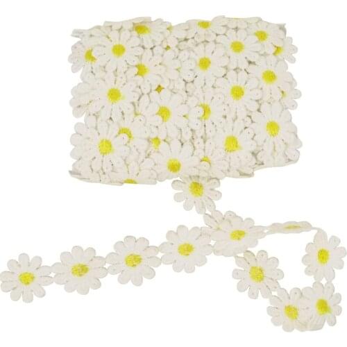 Daisy Flower Decorating Lace Embroidered Trim Ribbons for Sewing Craft Diy Gift Wrapping Scrapbooking Wedding Home Decoration