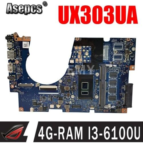 AKemy UX303UA Laptop motherboard for ASUS ZenBook UX303UA UX303U original mainboard 4G-RAM I3-6100U GM
