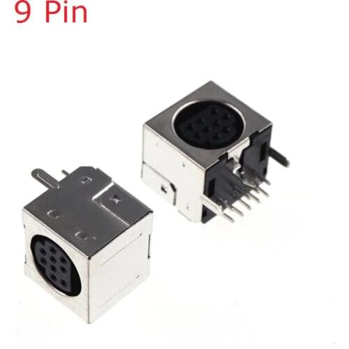 PCB Mount 9 Position Female S Jack Video Mini Din Sockets Connector shield Right Angle DIP Mini Circular DIN Receptacle Socket