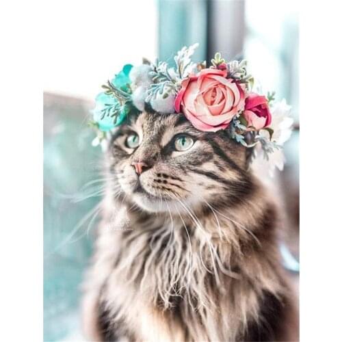 Animal Cat DIY Cross Stitch Embroidery 11CT Kits Craft Needlework Set Cotton Thread Printed Canvas Home Decoration On Room