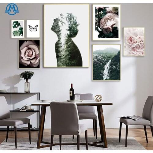 Still Life Wall Art Canvas Painting Green Plant Flower butterfly Abstract Nordic Posters Decorative Picture Modern Home Decor