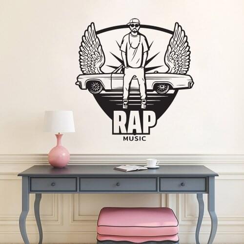 Rap Music Wall Decal Record Store Wall Window Decor Mural Stickers Musical Decal Removable Cool Posters Children Bedroom D800
