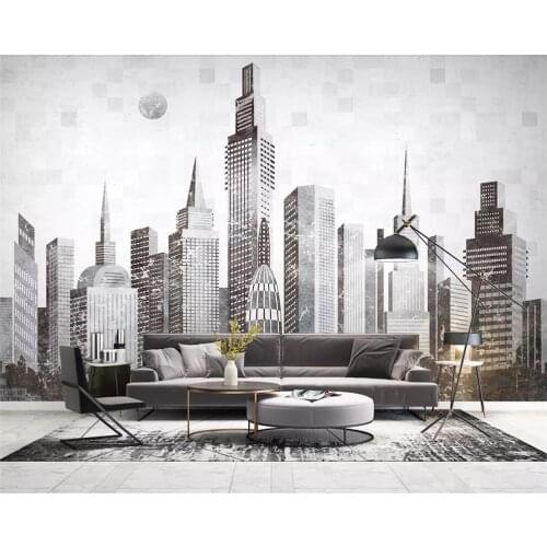 Beibehang Modern minimalist wallpaper abstract city architecture TV sofa background living room bedroom decoration 3d wallpaper