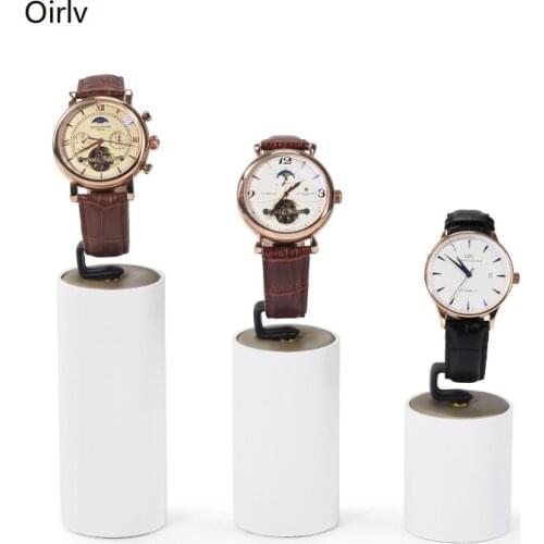 Oirlv 3 Pieces/Set Solid Wood Bracelet Bangle Jewelry Display Stand Rubber Watch Display Rack for Showcase Jewelry Exhibitor