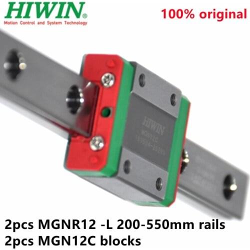 2pcs Original Hiwin guide MGNR12 -L 200/300/400/500/550mm + 2pcs MGN12C block for cnc