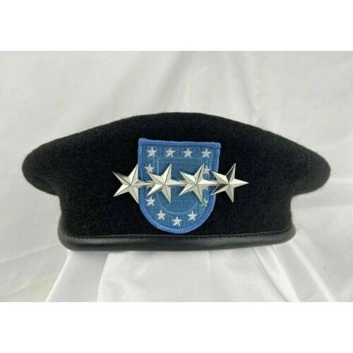 Us Army Infantry Regiment Black Beret Officer 4Star General Rank Military Hat armyshop2008