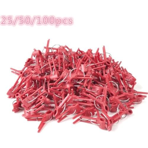 25/50/100 pcs Plastic Grafting Clips Garden Vegetable Eggplant Tomato Vine Clamp Flat Round Mouth Red Vegetable Grafting Clip