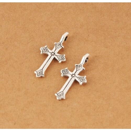 20pcs Charms Cross Jesus Christian Silver Color Pendant For DIY Metal Bracelet Necklace Jewelry Findings