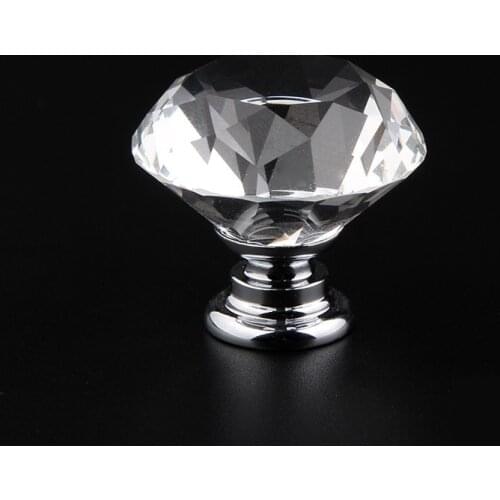 Crystal Glass Knobs 20-40mm Diamond Shape Design Cupboard Drawer Pull Kitchen Cabinet Door Wardrobe Handles Hardware Furniture