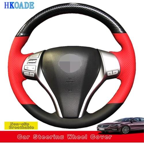 DIY Hand-stitched High Quality Leather Car Steering Wheel Covers For Nissan Teana Altima X-Trail Qashqai Tiida Pulsar Navara