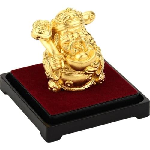 Chinese God of Wealth Statue 24K Gold Foil Buddha Statues Modern Art Sculpture Feng Shui Home Decorations Figurines Lucky Gifts
