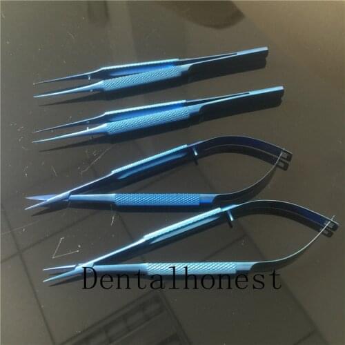 4pcs/set titanium microsurgical instruments microsurgery instruments Kit (invoicing )scissors needle holder forceps 14cm