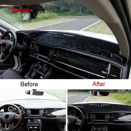 Tonlinker Cover Stickers for SKODA KODIAQ 2017-18 Car Styling 1 PCS PU Leather Car Dashboard anti-dirty Pad Cover case Stickers
