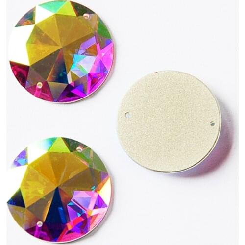 YANRUO 2003TH Round Mirror Small Pack Crystal AB Sewing Mirrors Stones And Crystals Glass Sew On Crystal Rhinestones For Dresses