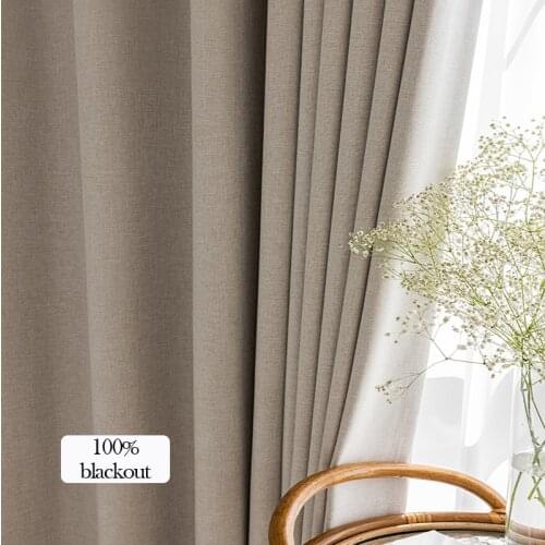 CDIY 100% Blackout Curtains for Bedroom Living Room Full Light Blocking Window Treatment Thick Modern Drapes Faux Linen Curtain