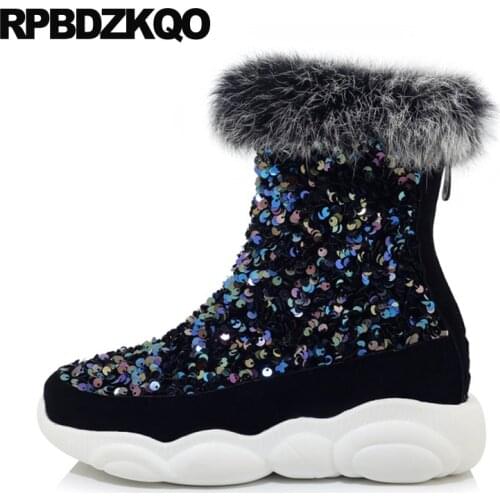 White Platform Boots Plus Size 12 44 34 Suede 13 45 Harajuku Black Shoes Flatform Muffin Women Furry Ankle Fluffy Big Glitter