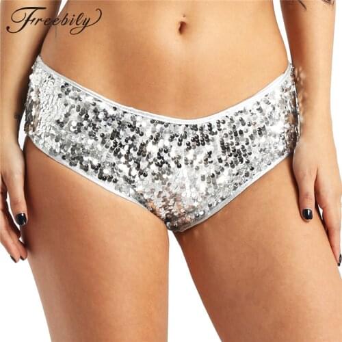 Women Club Party Festival Rave Dance Glittery Sequins Shorts Female Stretchy Low Rise Sexy Mini Shorts Stage Pole Dance Costume