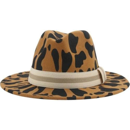 Women hats leopard band pearl fedora felted hats wide brim solid vintage casual outdoor winter autumn men women hats jazz caps