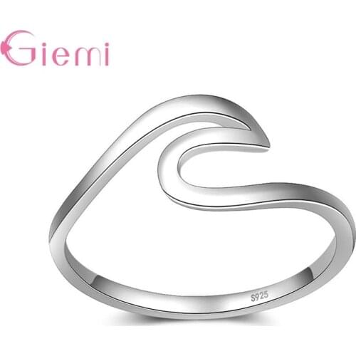 Genuine 925 Sterling Silver Geometric Elements Finger Rings For Women Korean Style Fine Jewelry Bague 3 Colors For Choice