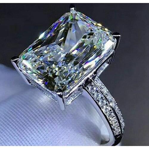 Exquisite Geometric Big Square Cutting Zircon Stone Women Wedding Bridal Ring Crystal Engagement Party Anniversary Gift Rings