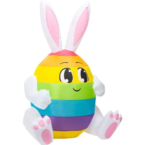 1.5m Inflatable Easter Bunny Cute Rabbit Color Egg Glowing White LED Light Outdoor Garden Clothing Air Easter Decor Model Toys
