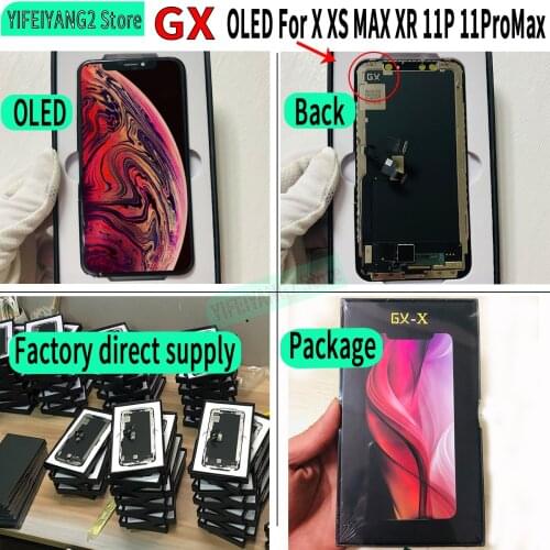 1pcs 100% GX OLED For iPhone X 11 LCD Display Touch Screen Digitizer Assembly For IPhone XS 12 Pro XSMax XR Repiar parts