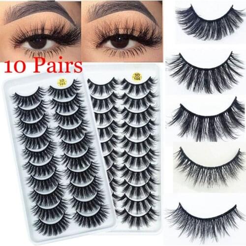 10 Pairs False Eyelashes Eye Extension Natural Long Eye Lash Wispies Fluffy 3D Mink Hair Full Volume Lash Magnetic Women Beauty
