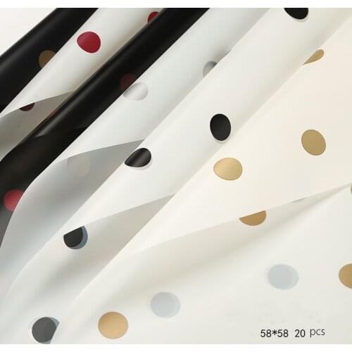 20pcs58*58 Dot Flower Packaging Matte Paper Waterproof Korean Plain Paper Rose Bouquet Wrapping Paper Flower Shop Supplies