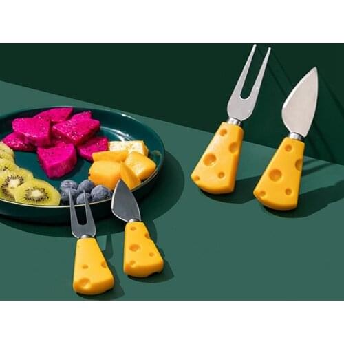 4PCS Cheese Cutter Set Creative Stainless Steel Cheese Slicer Cheese Fork PP Plastic Handle Cheese Cutter Knife Slicer Kit