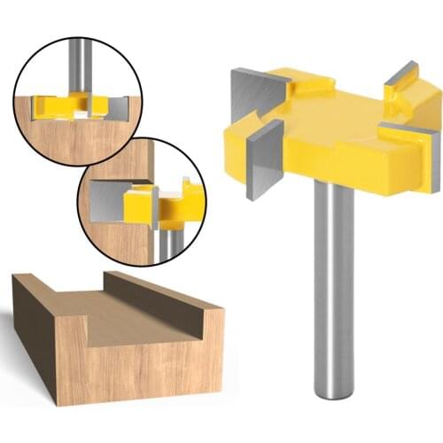 8mm Shank 4 Edge T Type Slotting Cutter Woodworking Tool Router Bits For Wood Cleaning Bottom Milling Cutter Slotting