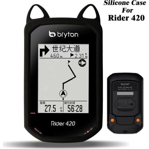 Generic Bike Gel Skin Case & Screen Protector Cover for Bryton Rider 420 GPS Computer Silicone Case for R420 Cat Ear Cartoon