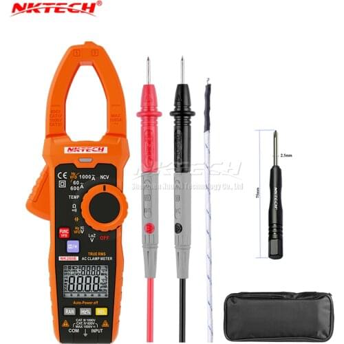 NKTECH NK260E Digital Clamp Meter Analogue Bar Graph Ture RMS Temperature LowZ 1000V AC DC Volt Ammeter 1000A OHM Frequency 10mF